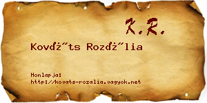 Kováts Rozália névjegykártya